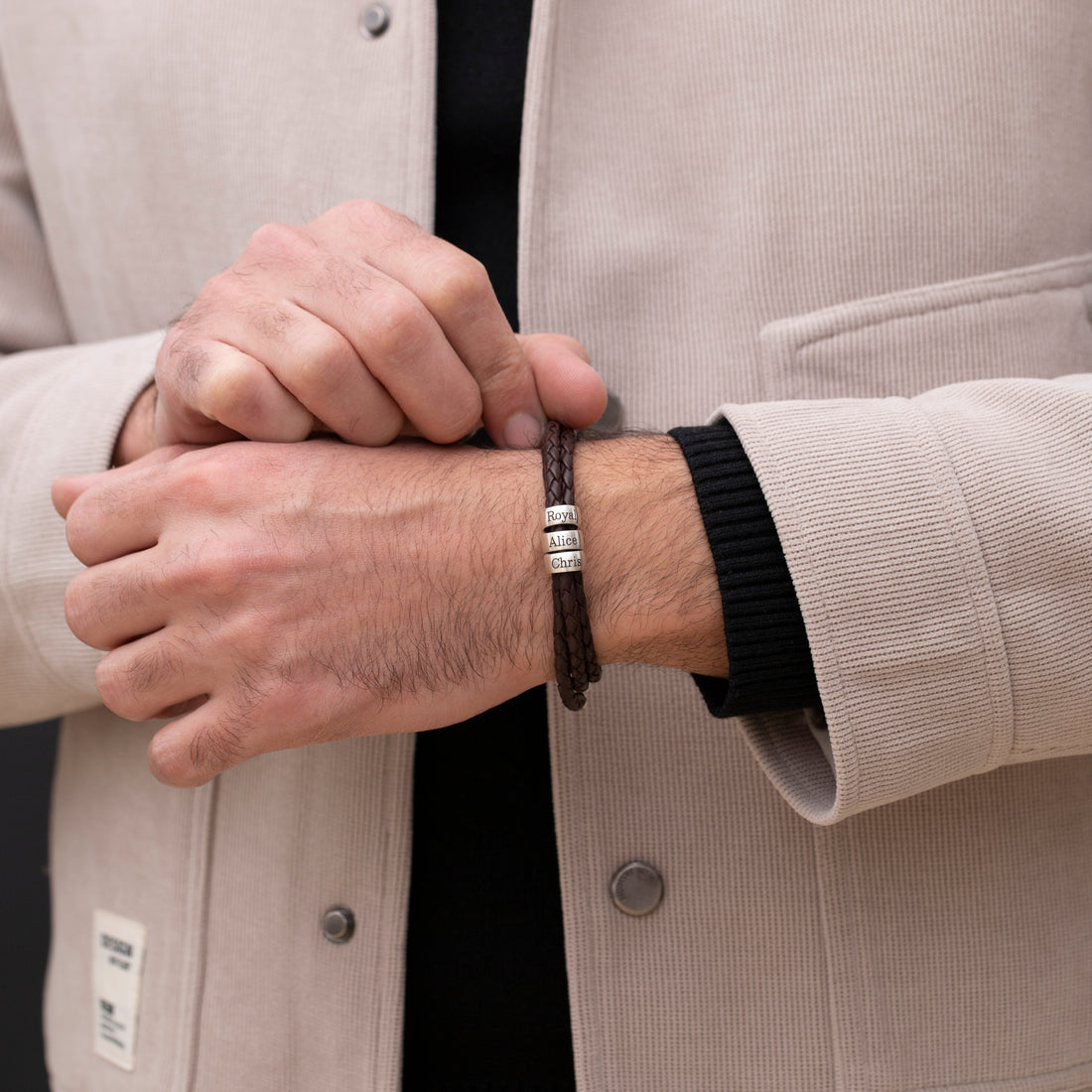 Personalized Leather Bracelet with Custom Family Names