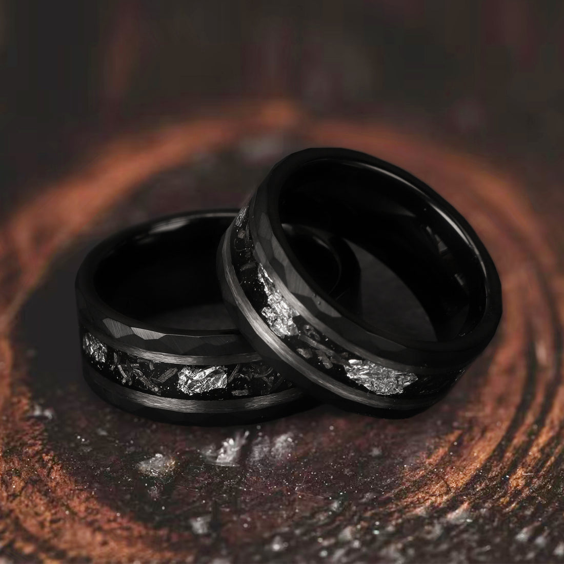 Men’s black wedding ring with personalized engraving – wedding anniversary gift