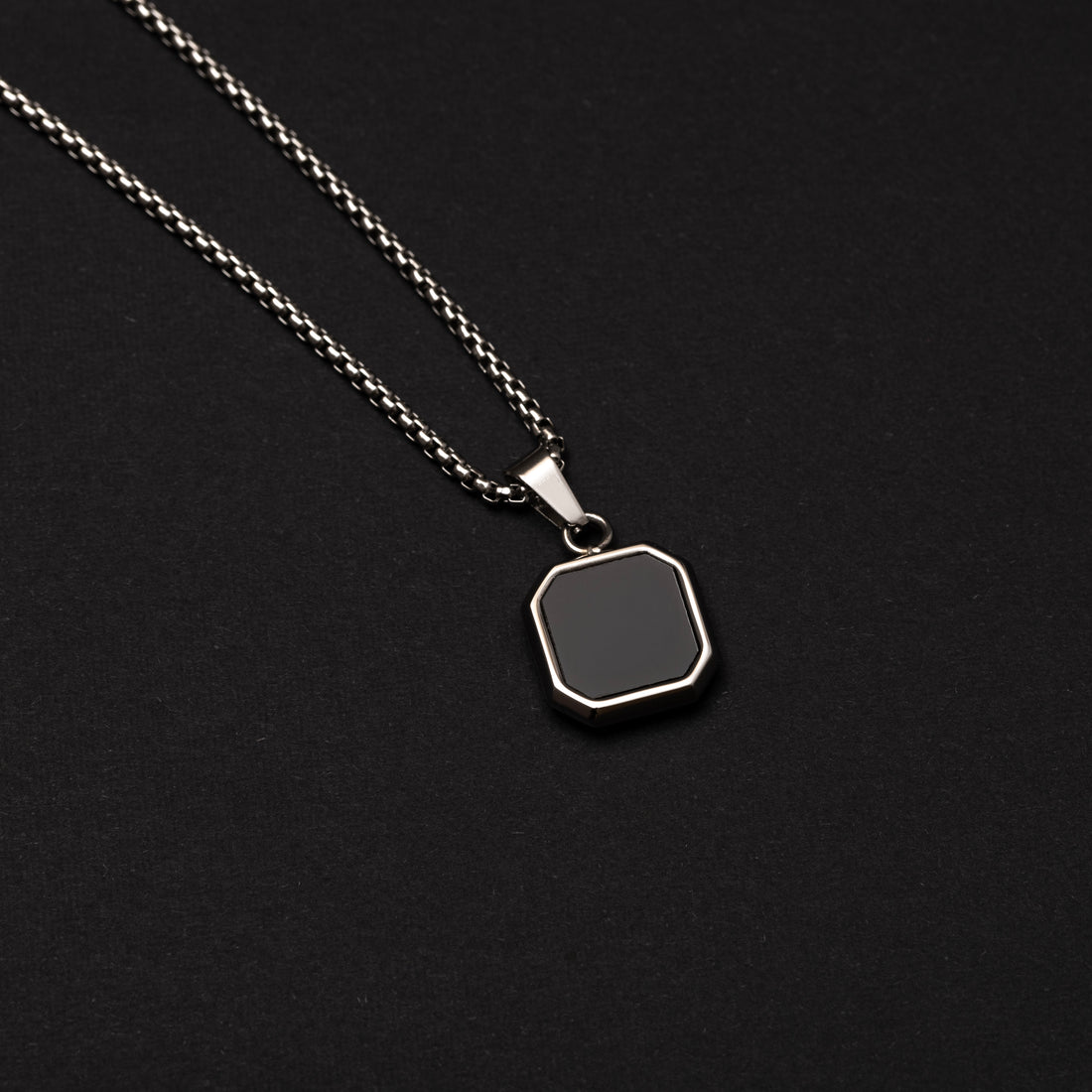 Collier pendentif personnalisé pour homme avec agate noire