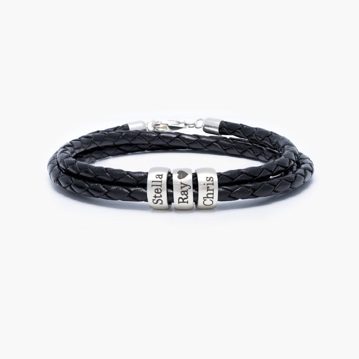 Bracelet en argent avec nom de famille pour homme