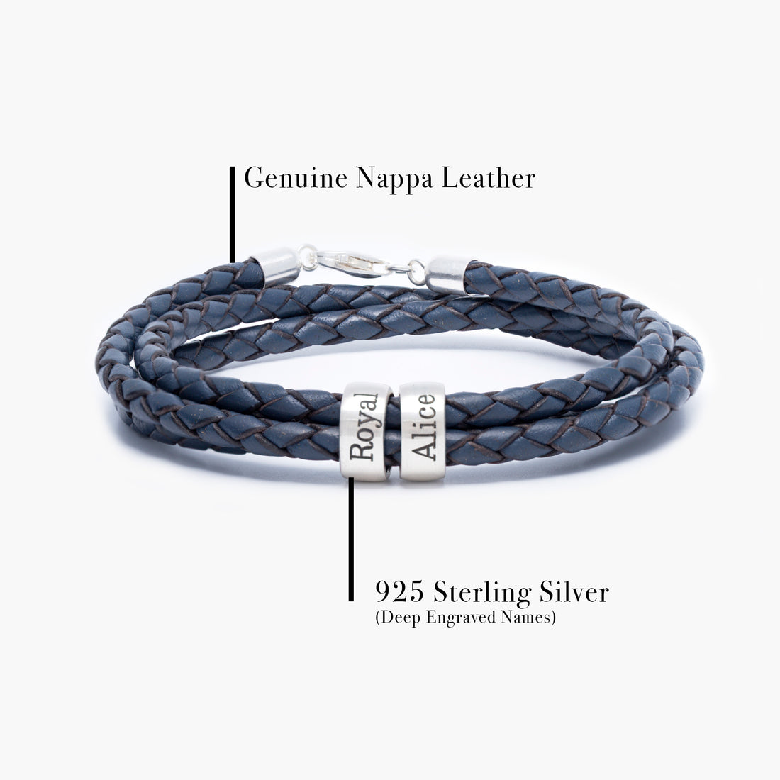 Personalized Leather Bracelet with Custom Family Names