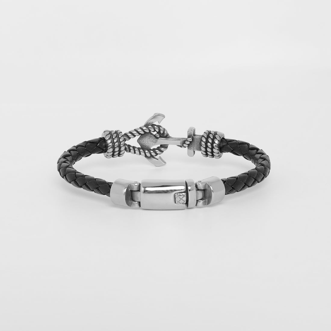 Men’s Personalized Anchor Leather Bracelet
