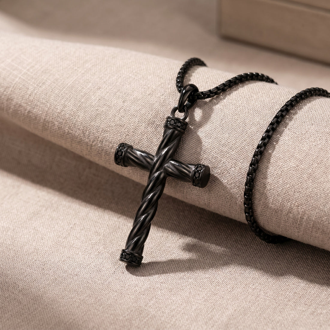 Black Cross Necklace for Men with Diamonds