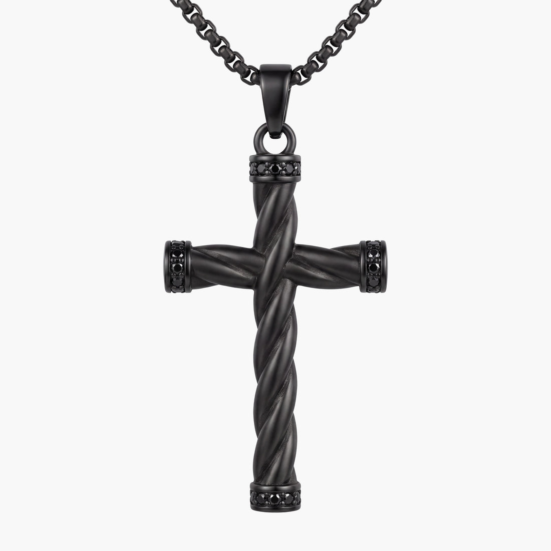 Threefold Twisted Cross Necklace - Black