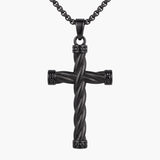 Threefold Twisted Cross Necklace - Black