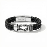 Infinity Knot Leather Bracelet - Black