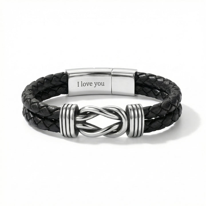 Infinity Knot Leather Bracelet - Black