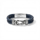 Personalized Infinity Knot Leather Bracelet - Blue