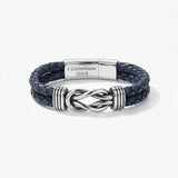 Personalized Infinity Knot Leather Bracelet - Blue