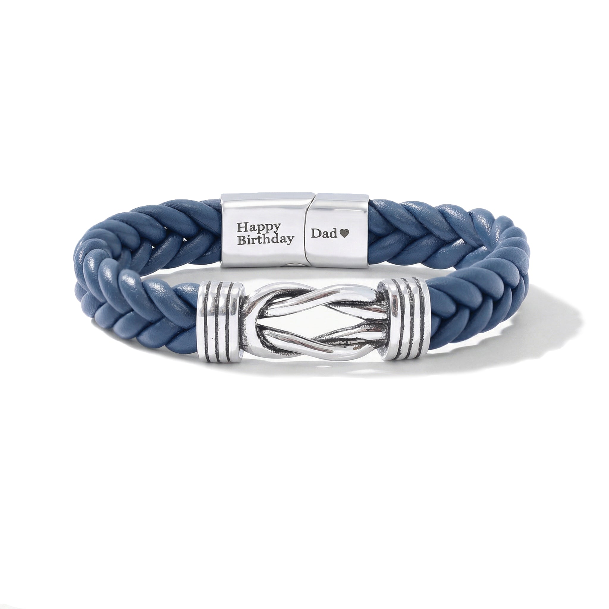 Braided Leather Knot Bracelet - Blue