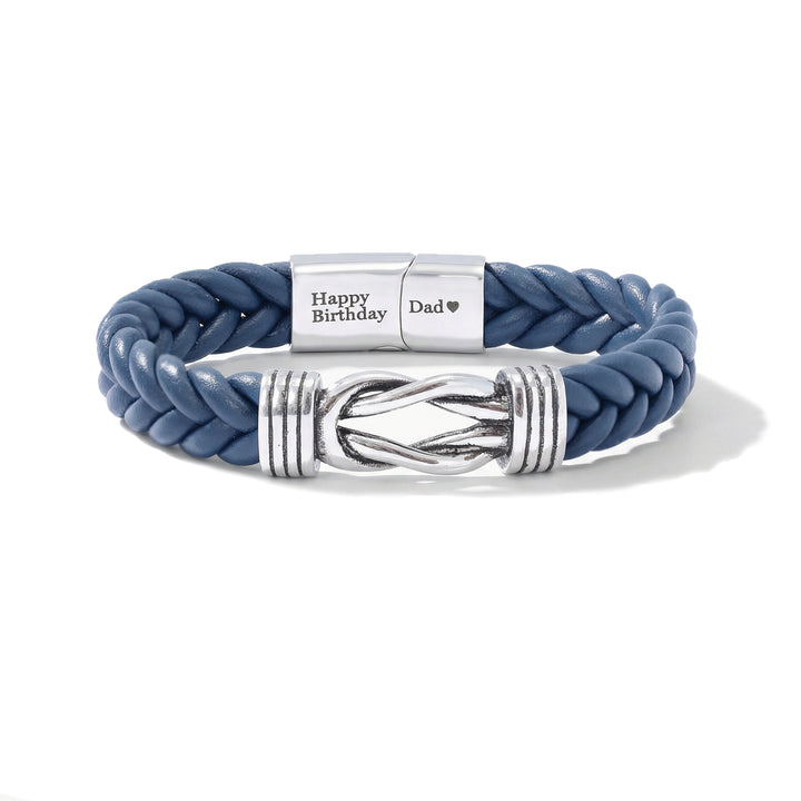 Braided Leather Knot Bracelet - Blue
