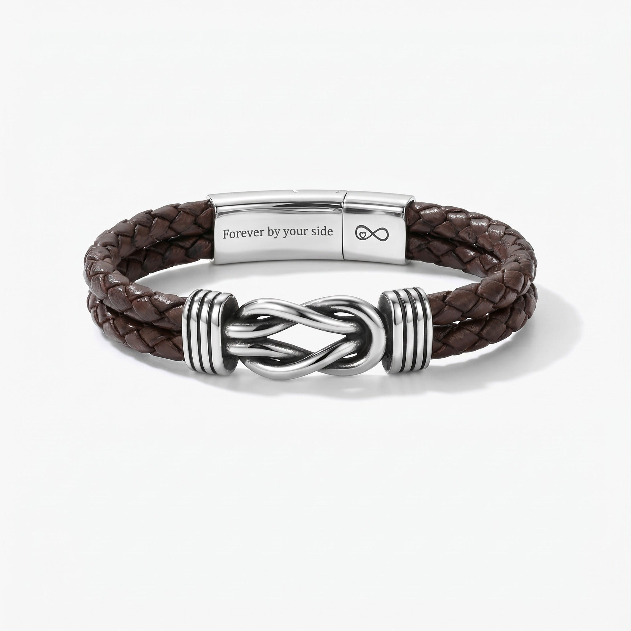 Brown infinity knot leather bracelet for men