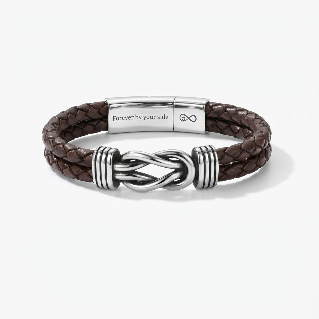 Brown infinity knot leather bracelet for men