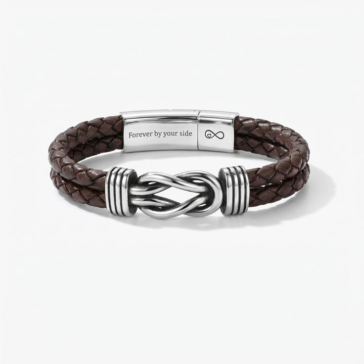 Brown infinity knot leather bracelet for men