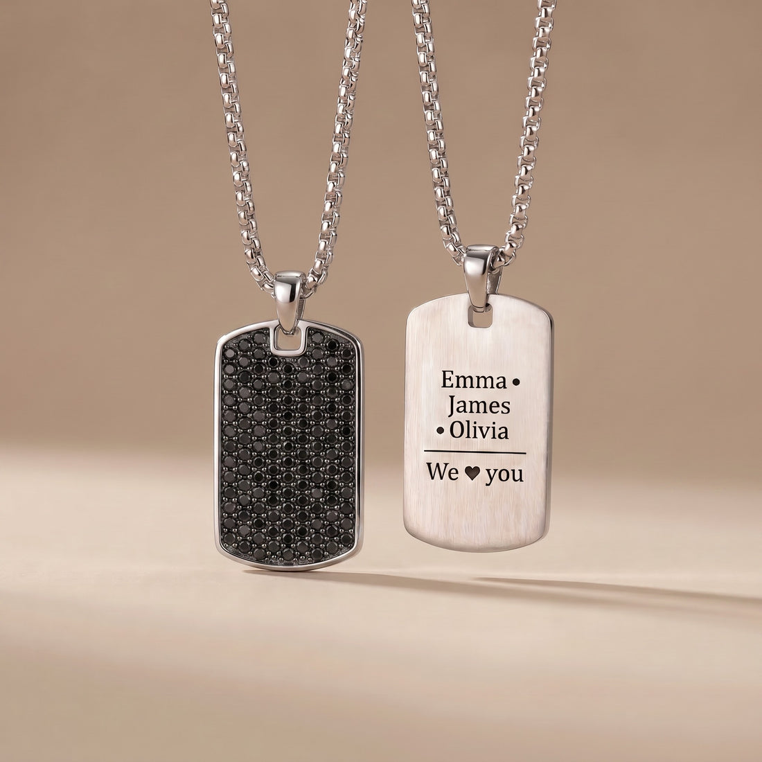 Collier avec plaque gravée personnalisée pour homme