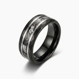 Men’s Black Tungsten Meteorite Ring with Brushed Silver Inlay