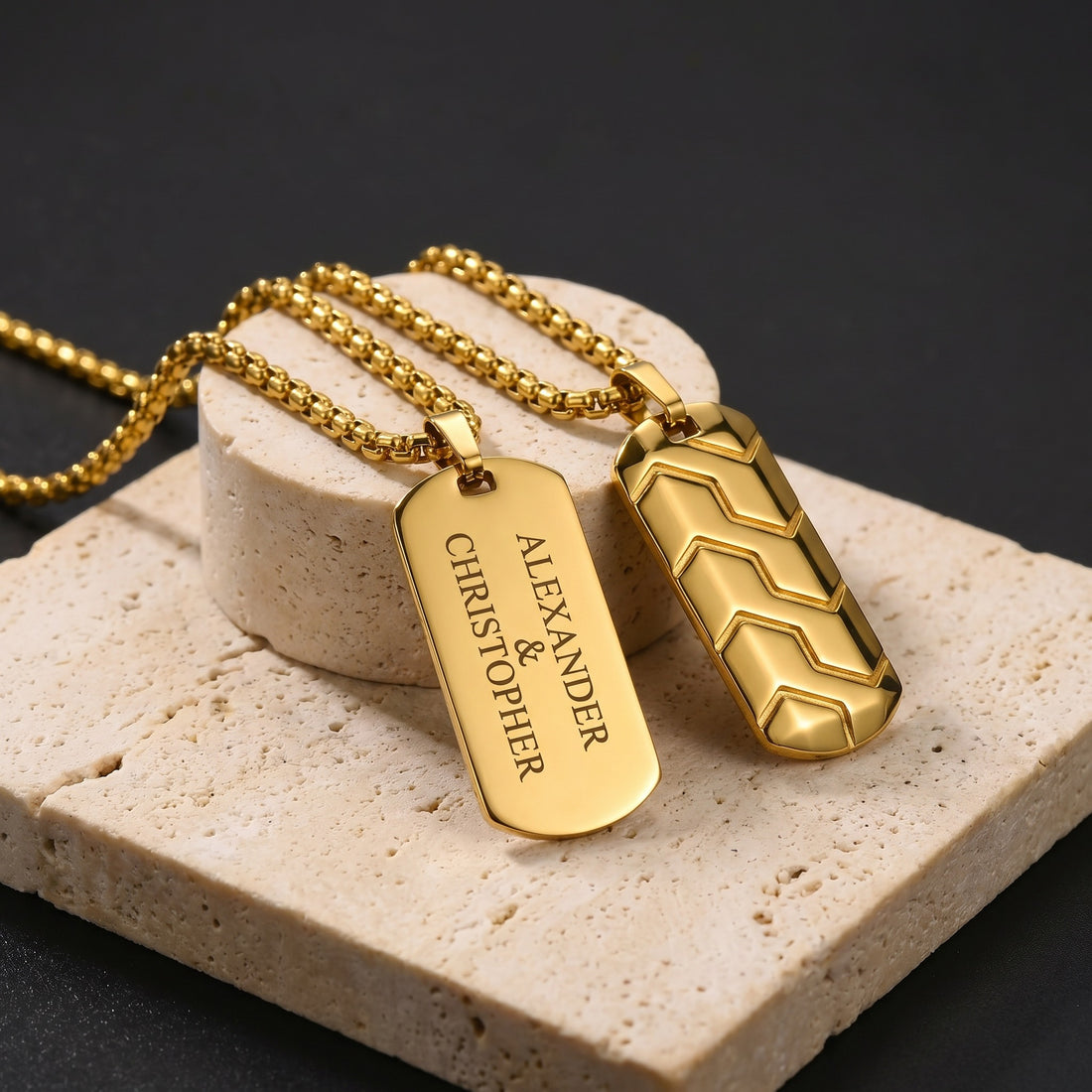 Gegraveerde ketting voor heren – gepersonaliseerde hanger op maat