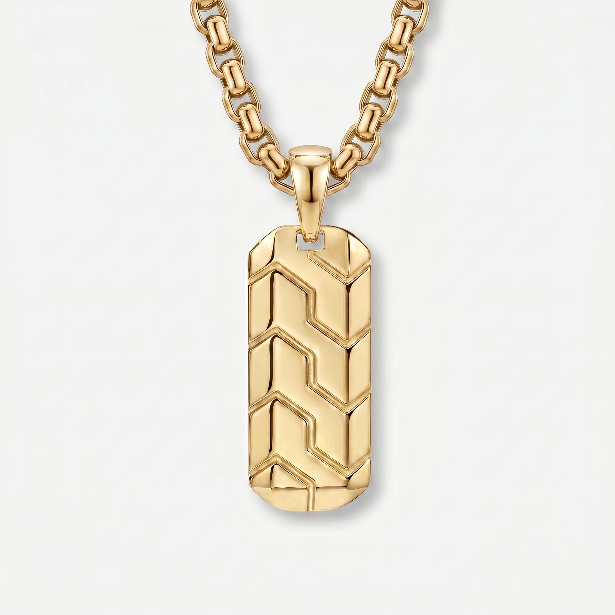 Personalized Gold Tag Necklace for Men – Engraved Pendant