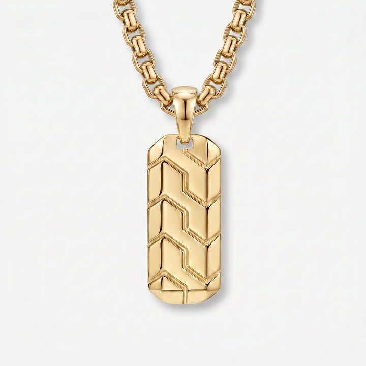 Personalized Gold Tag Necklace for Men – Engraved Pendant