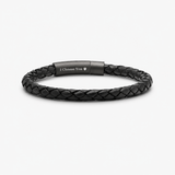 Personalized Leather Bracelet with Hidden Custom Message - Black