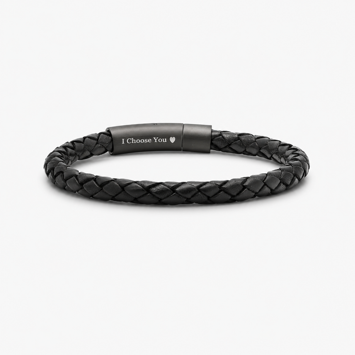 personalized hidden message leather bracelet for men
