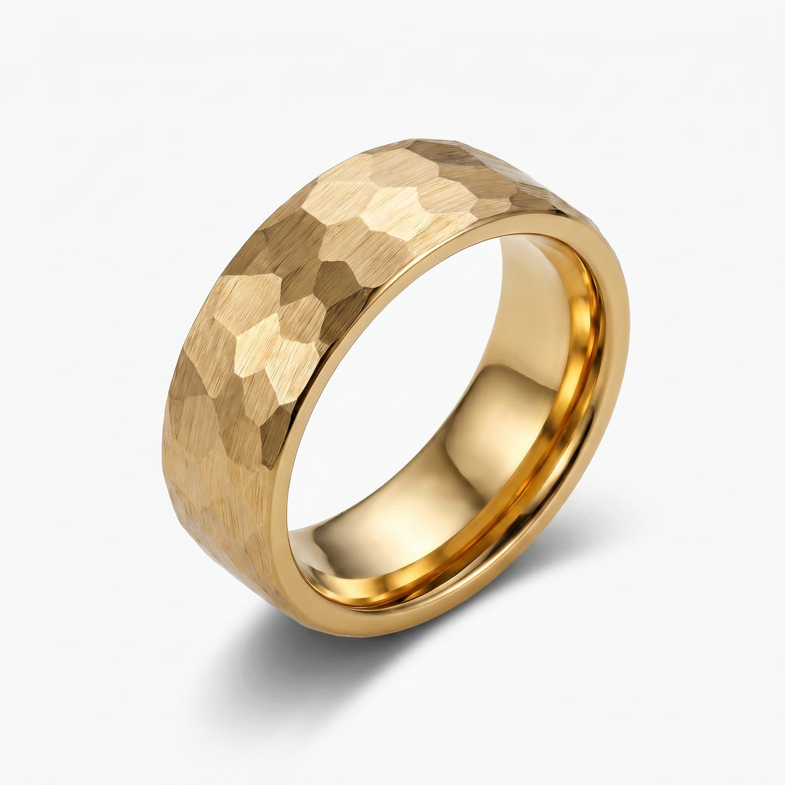 Men’s Hammered Gold Tungsten Ring