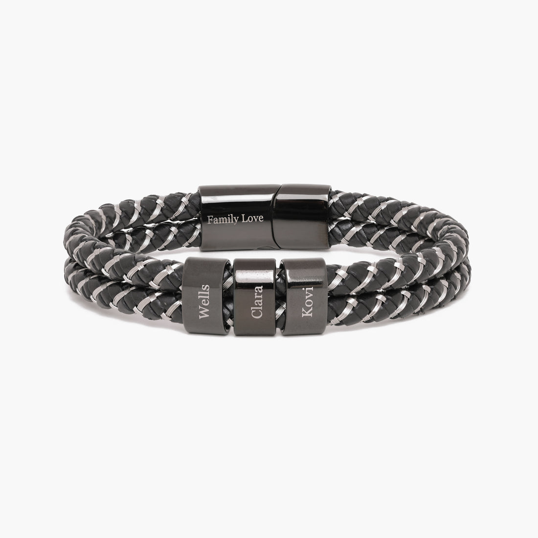 Men’s Personalized Leather Bracelet with Family Names