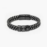 Custom Silver Braided Leather Bracelet with Family Names