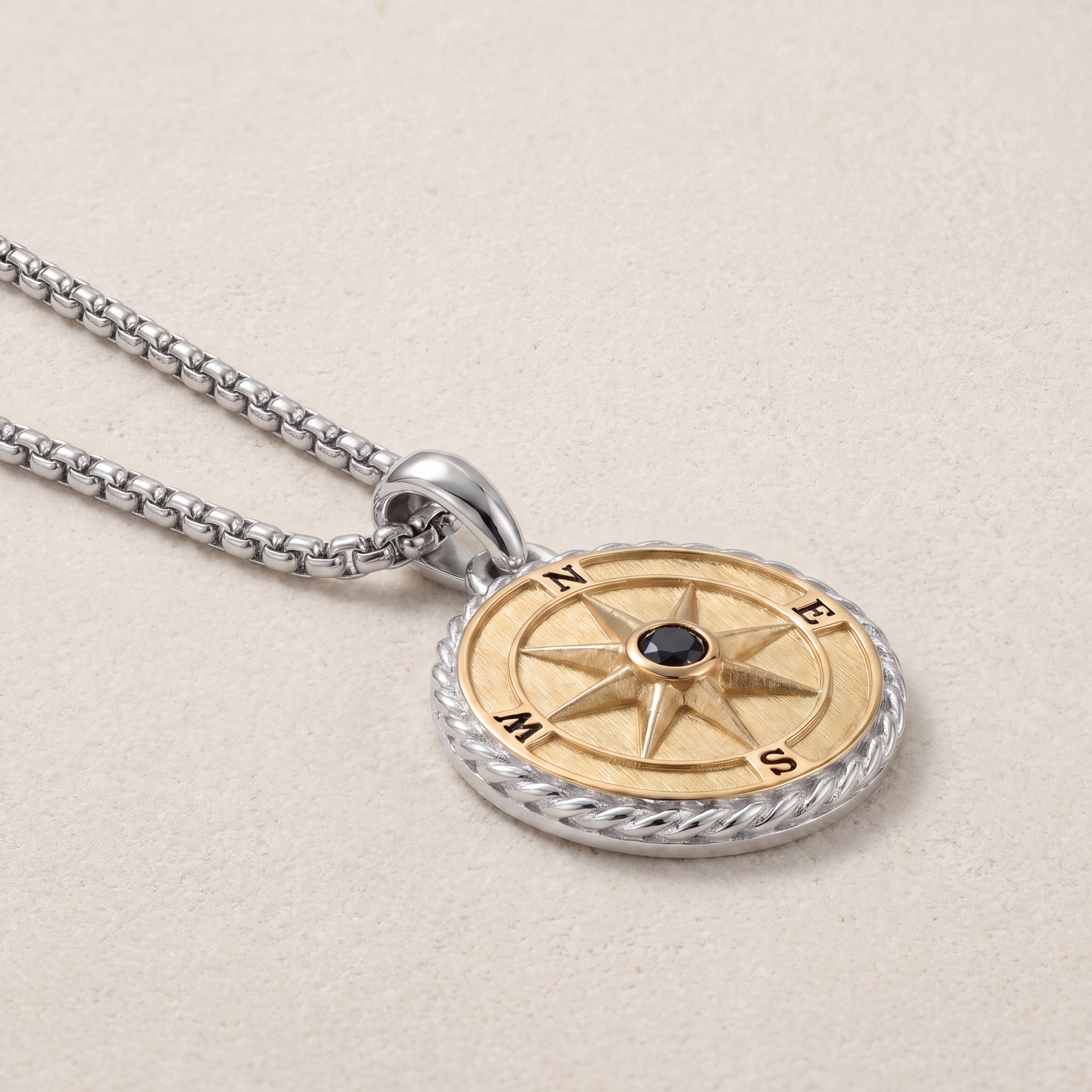 Engraved Compass Necklace for Men – Personalized Travel Pendant