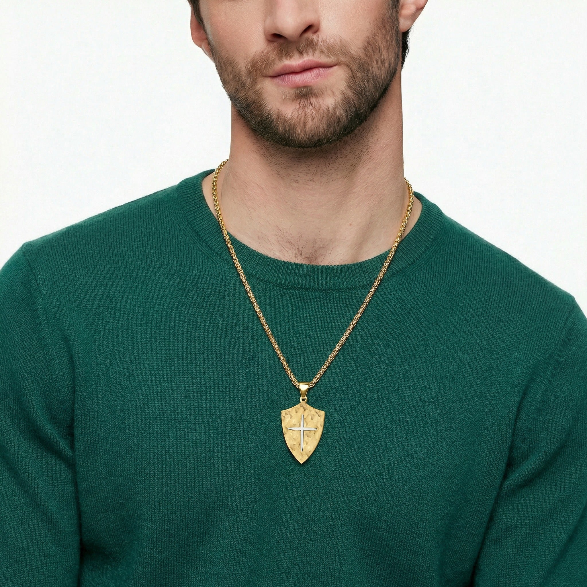 Personalized Cross Necklace for men - Gold