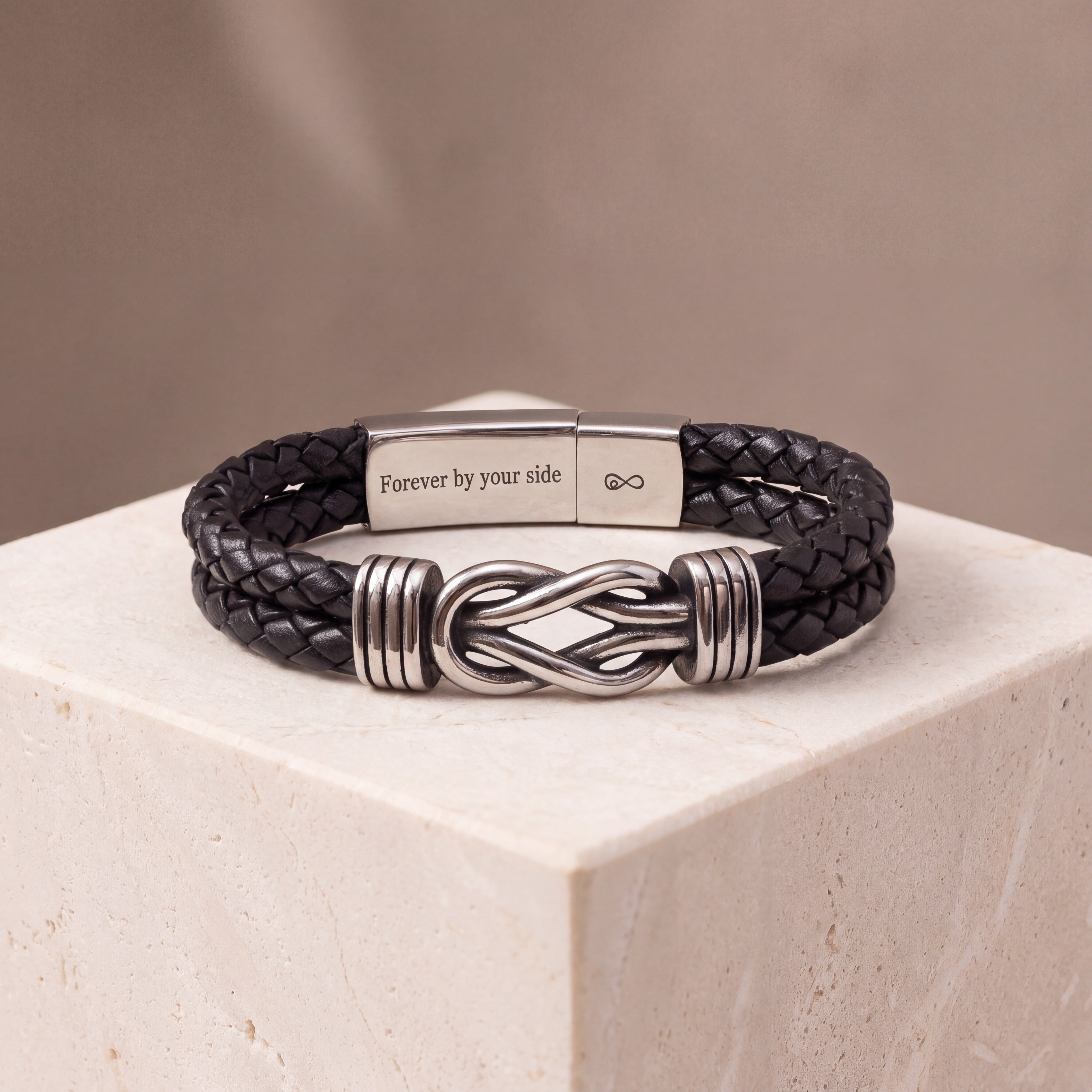 Leather Knot Bracelet for Men with Hidden Message