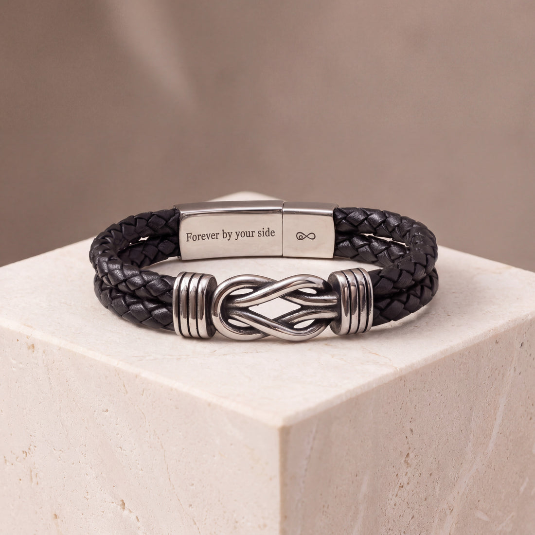 Leather Knot Bracelet for Men with Hidden Message