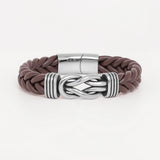 Pulsera de nudo de cuero trenzado - Azul