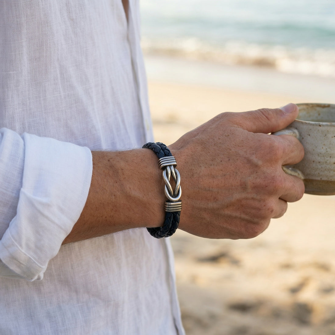 Infinity Knot Leather Bracelet - Black