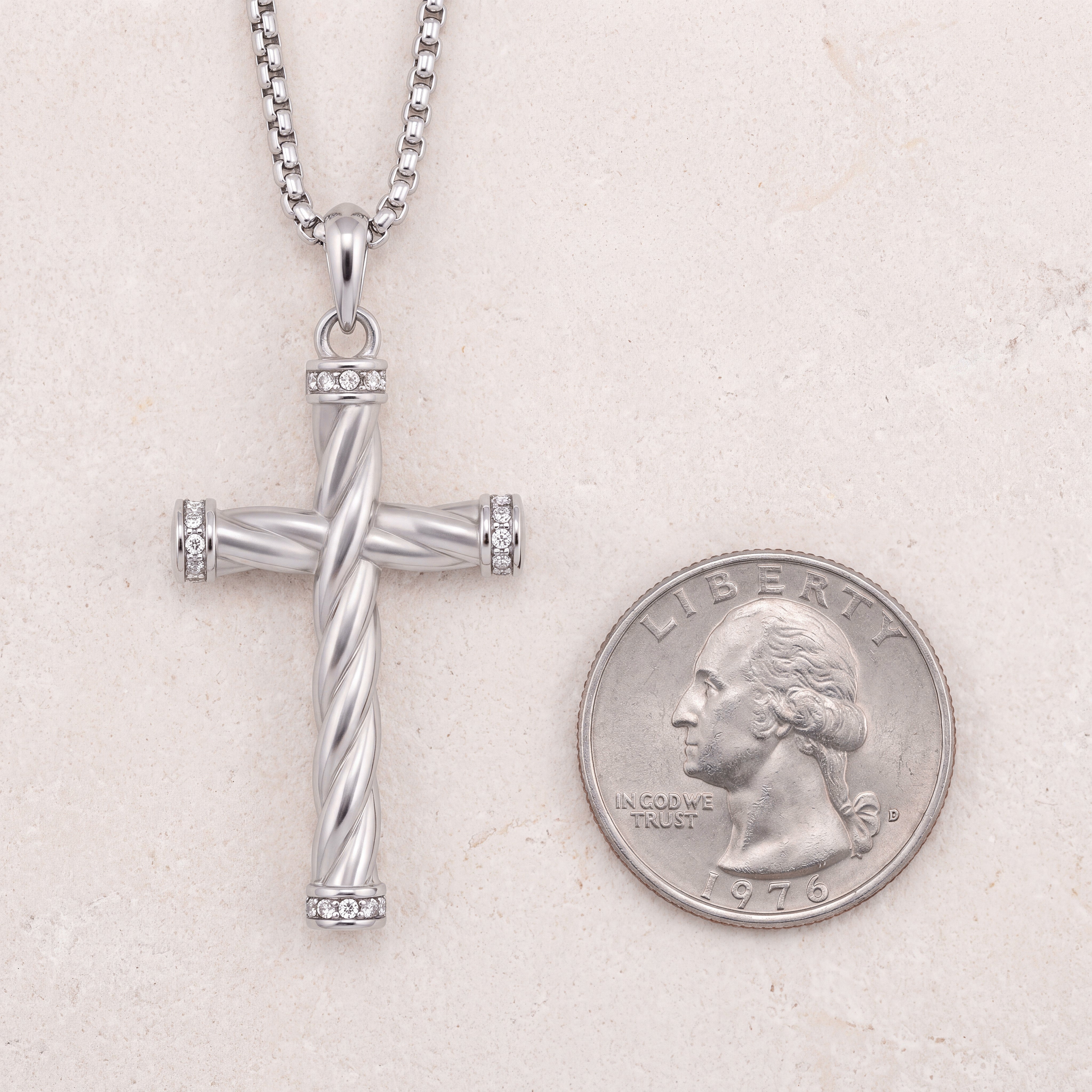 Threefold Twisted Cross Necklace - Silver