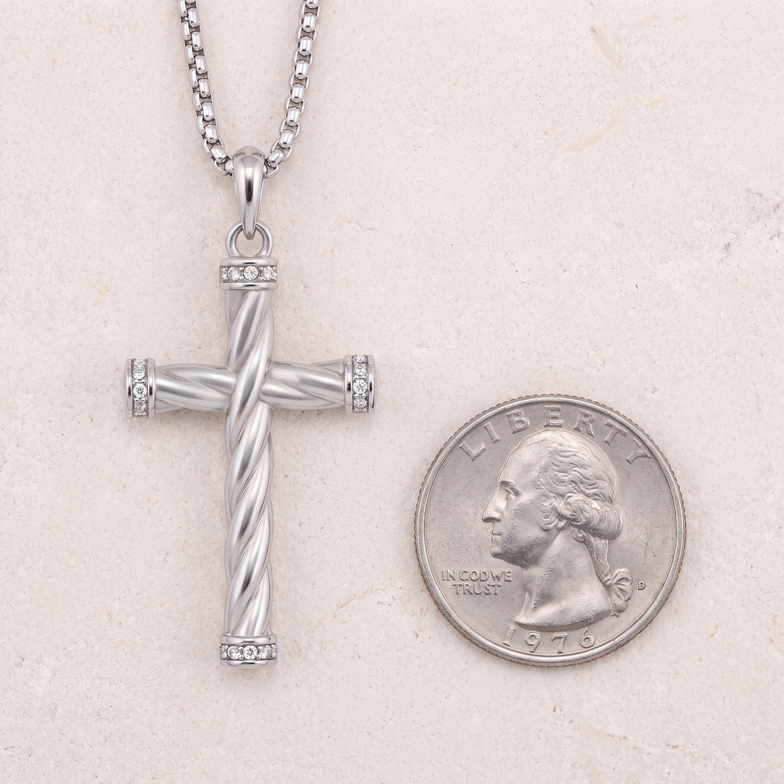 Threefold Twisted Cross Necklace - Silver