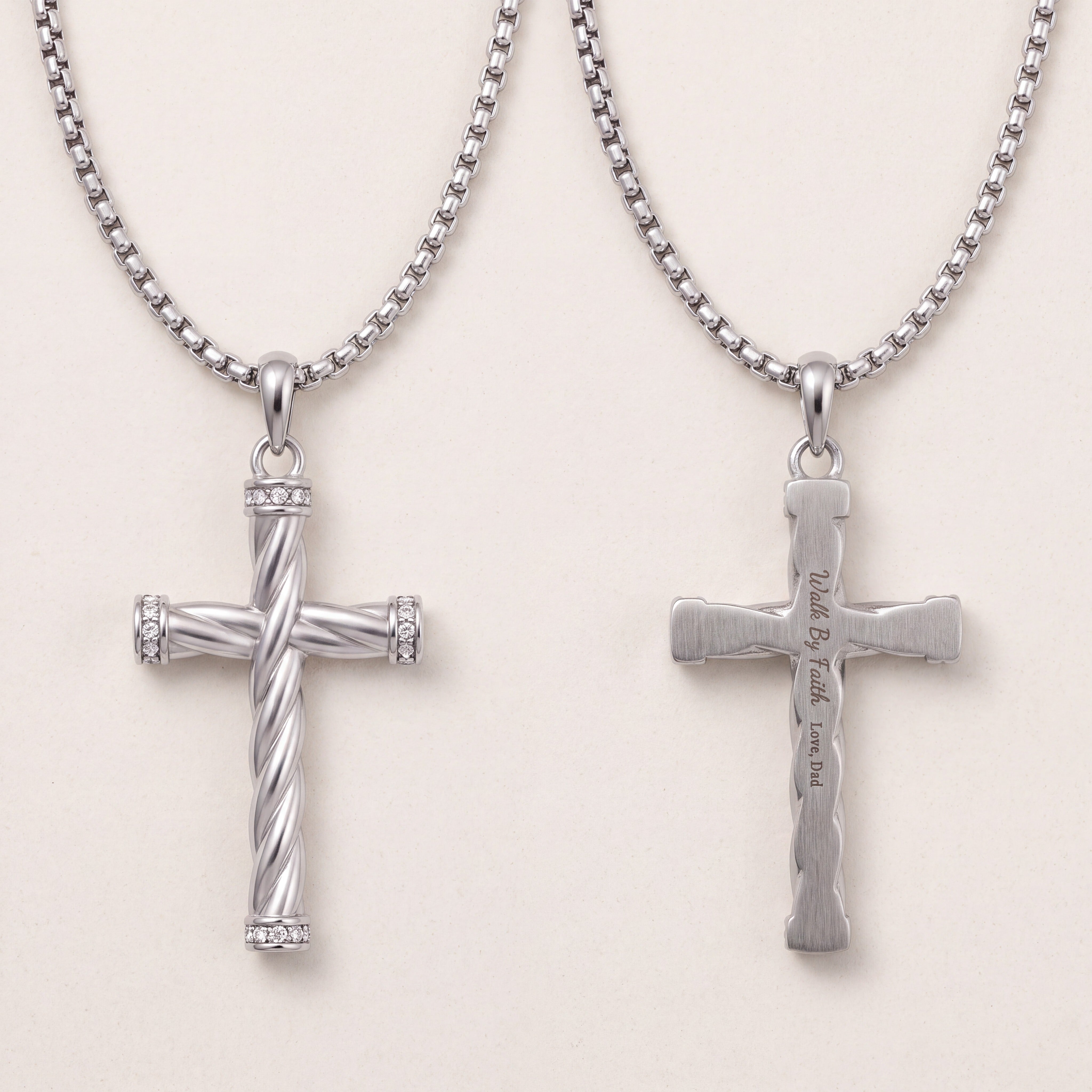Threefold Twisted Cross Necklace - Silver