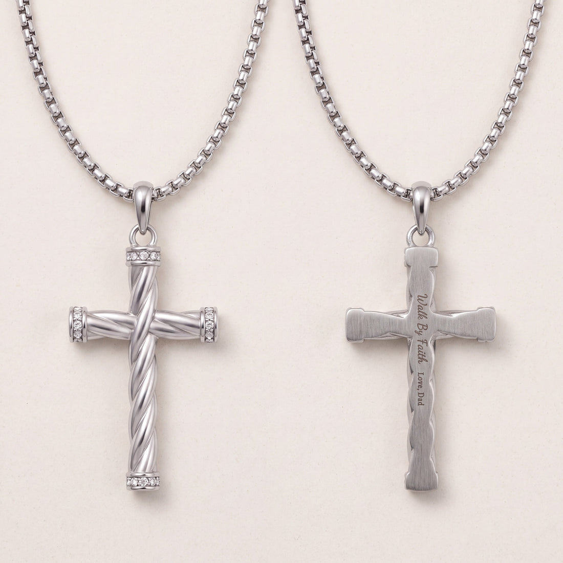 Threefold Twisted Cross Necklace - Silver