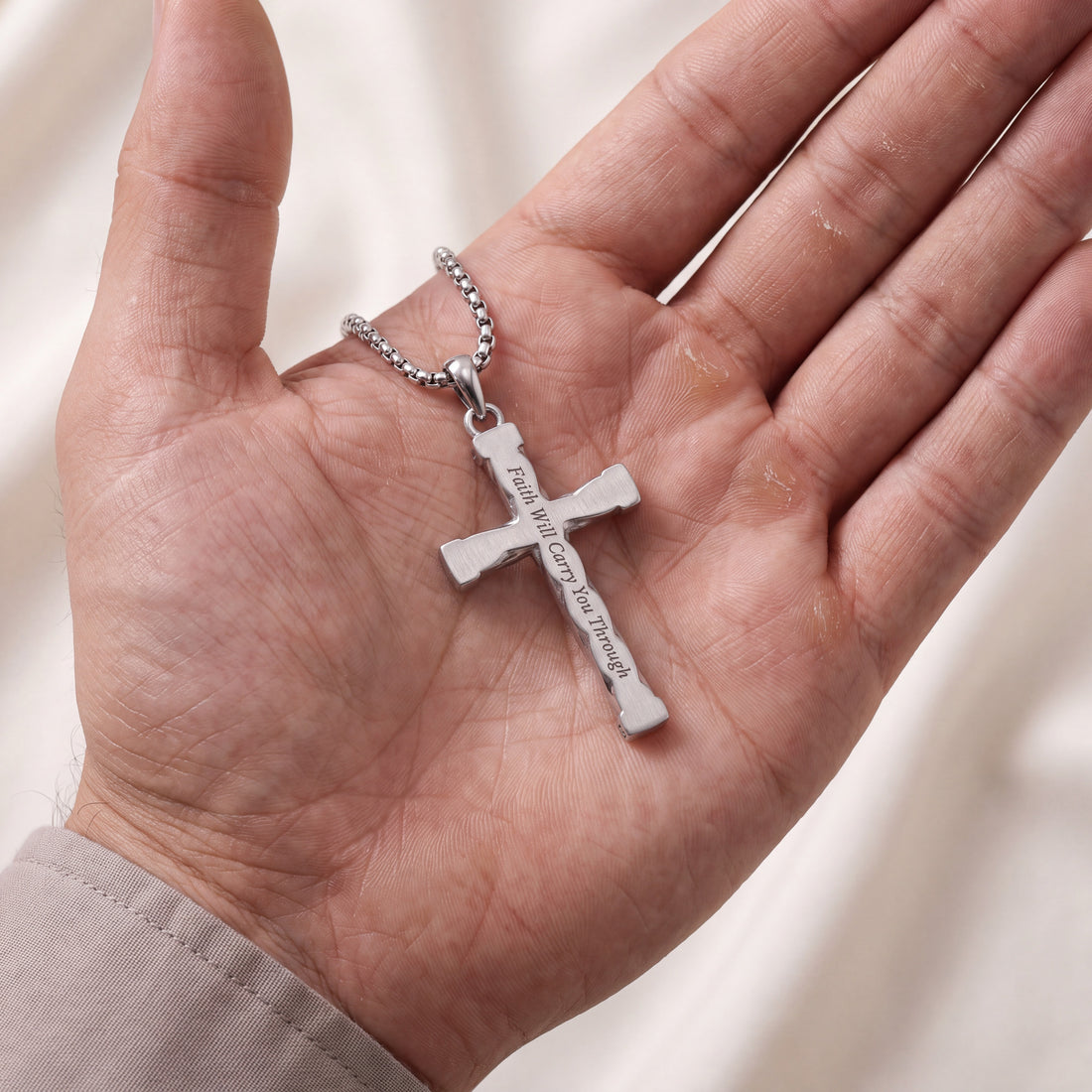 Threefold Twisted Cross Necklace - Silver