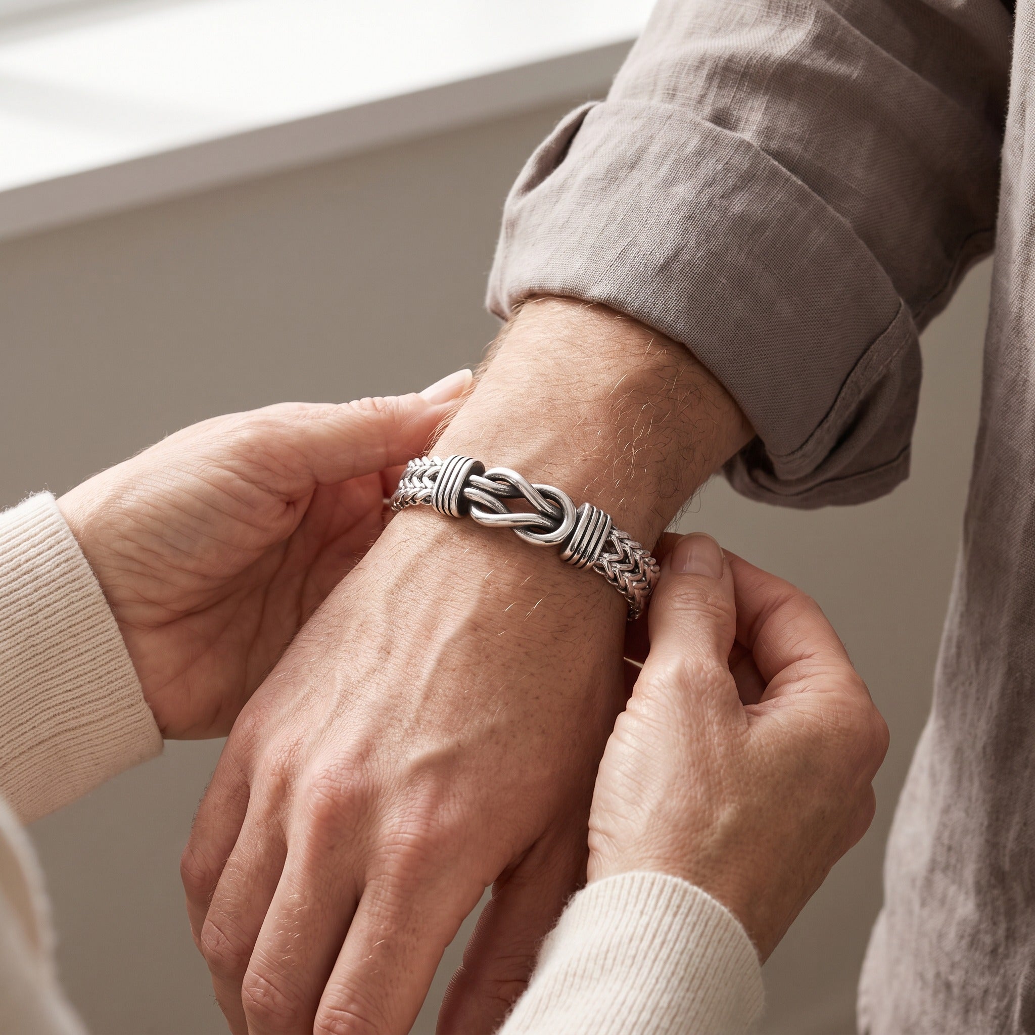 Bracelet "nœud marin" en argent pour homme