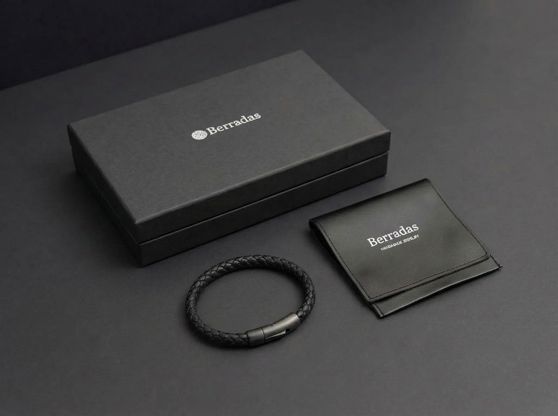 Personalized Leather Bracelet with Hidden Custom Message - Black