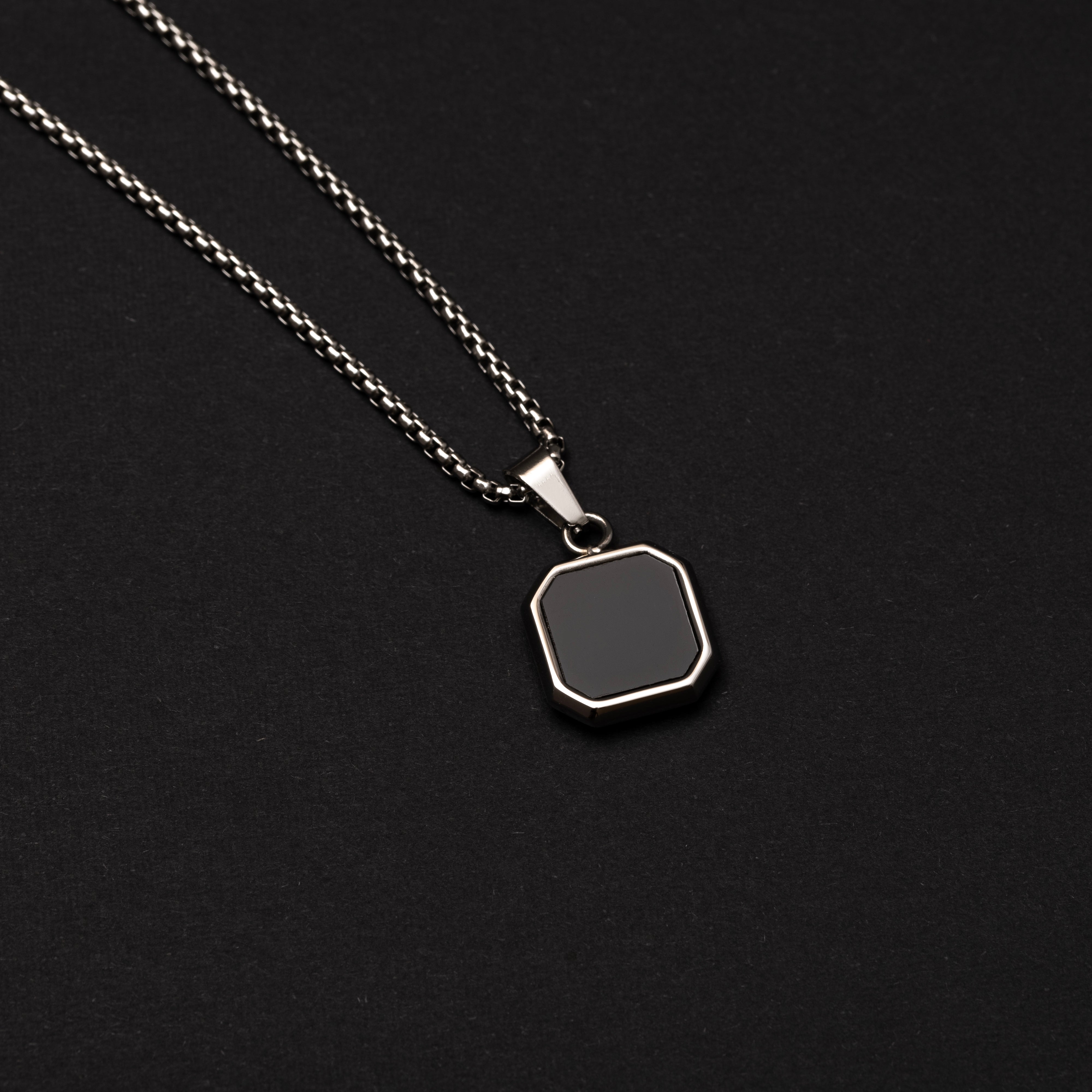 Aangepaste herenhangerketting met zwarte agaat