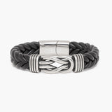 Pulsera de nudo de cuero trenzado - Negra