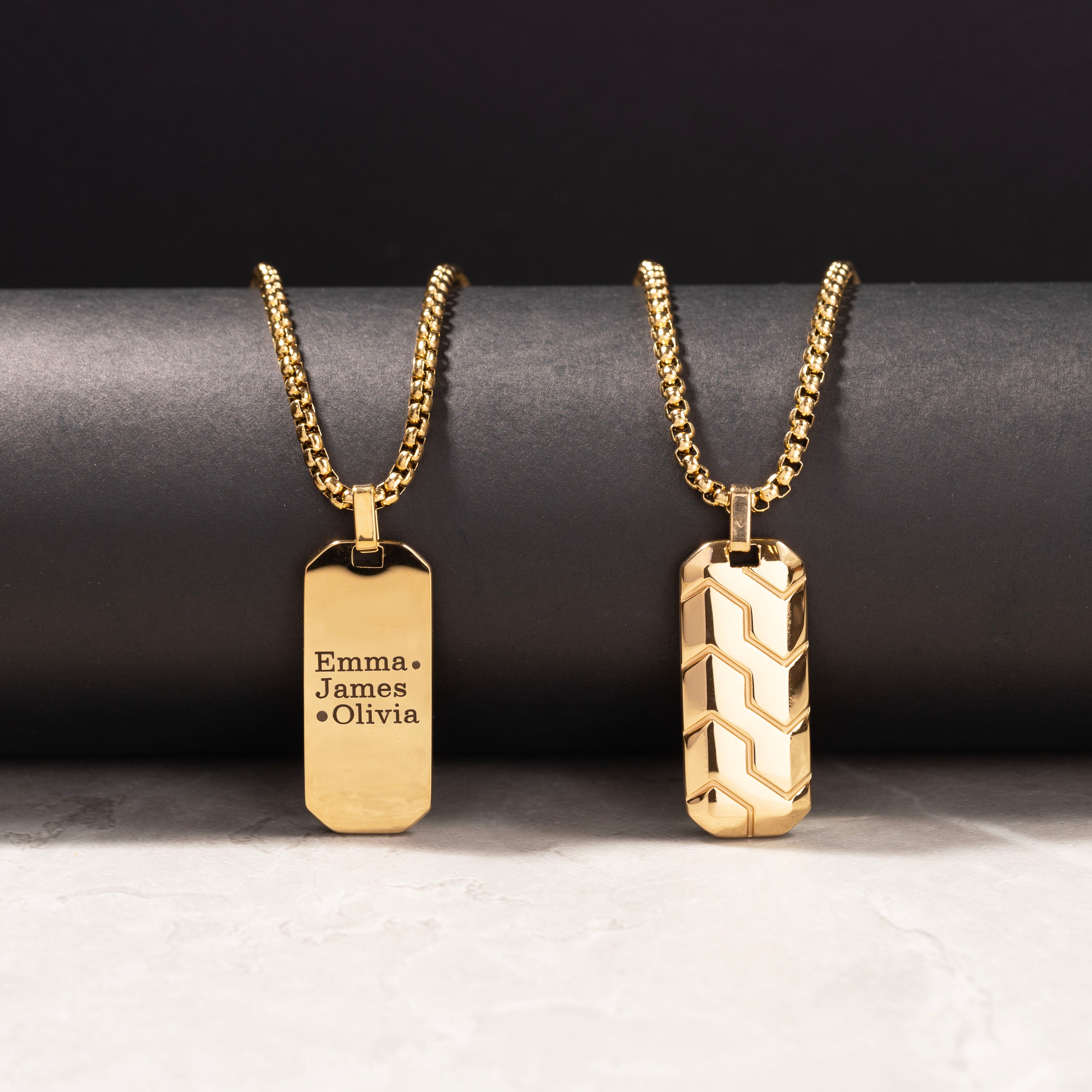 Gold Minimalist engraved necklace for men, perfect for gifts and keepsakes