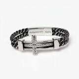 Personalized Men’s Cross Leather Bracelet – Custom Christian Gift for Men