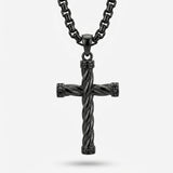 Black Cross Necklace for Men with Diamonds