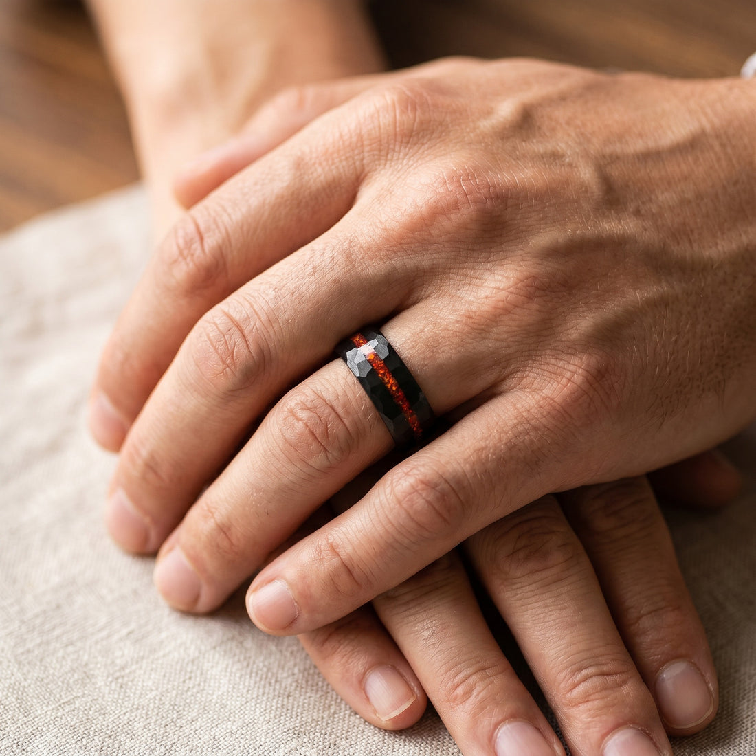 Tungsten Wedding Ring with Ruby