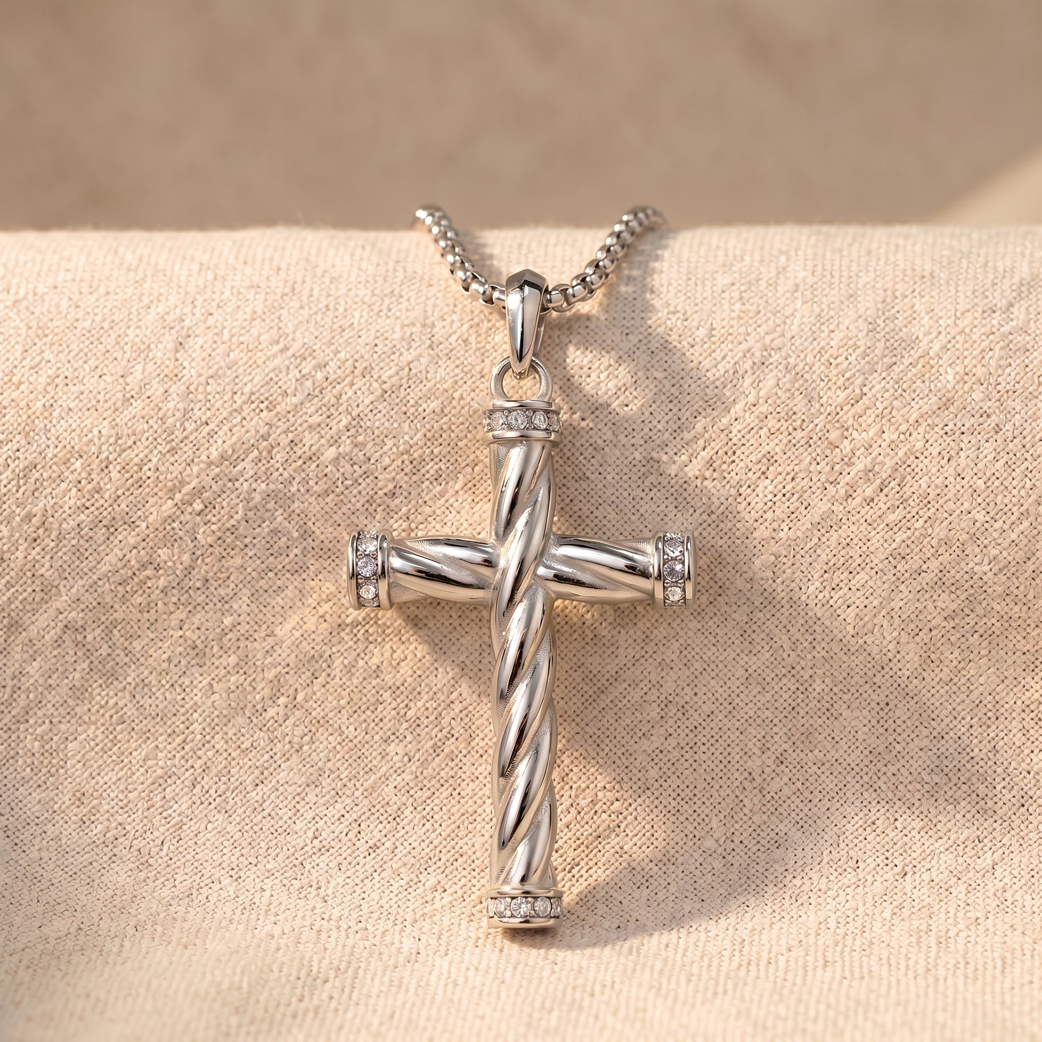 Engraved Cross Necklace for Men