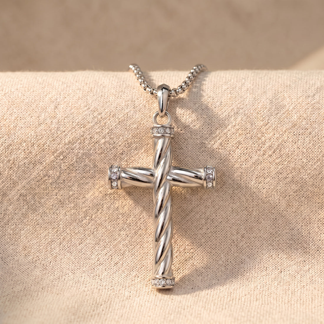Engraved Cross Necklace for Men