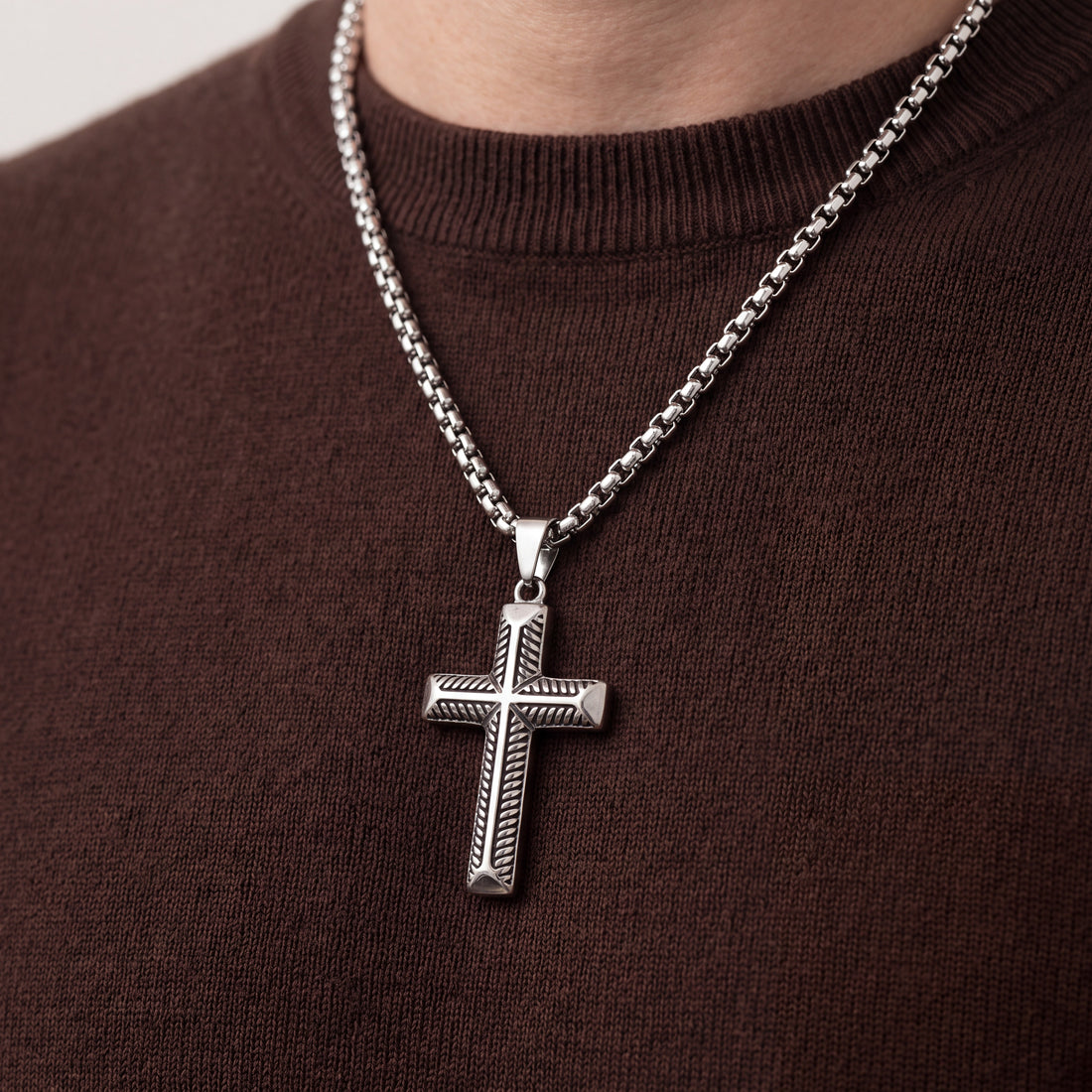 Op maat gemaakte gegraveerde kruisketting voor mannen
